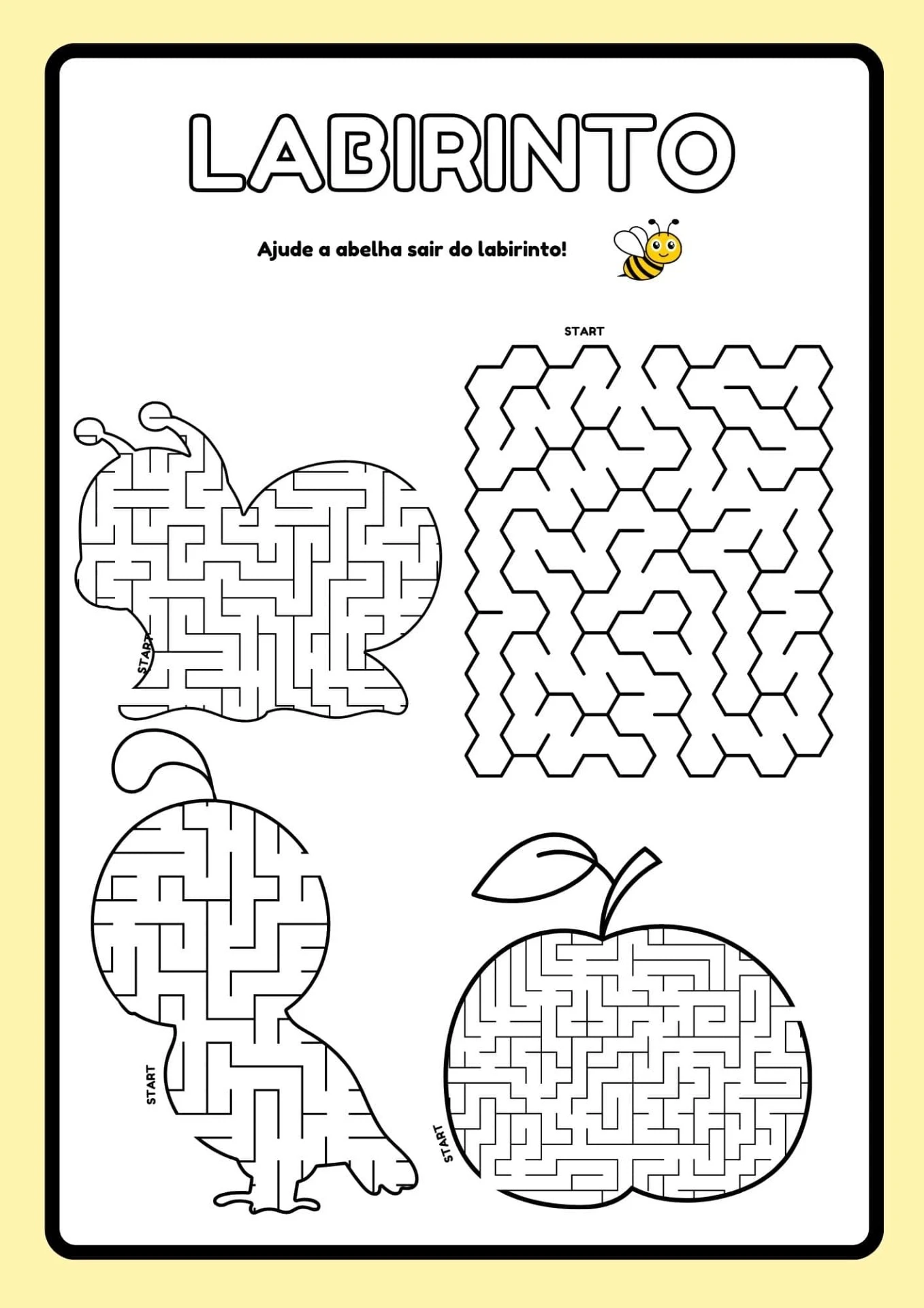 Labirinto com tema de primavera, desafiador para Primavera na Educação Infantil: ideias de Atividades para imprimir