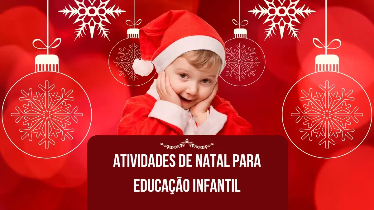 Crianças felizes participando de atividades de Natal para educação infantil, incluindo artes e artesanato em uma sala de aula decorada.