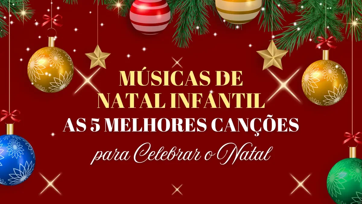 Crianças cantando músicas de Natal infantil em um coral, com gorros de Papai Noel.