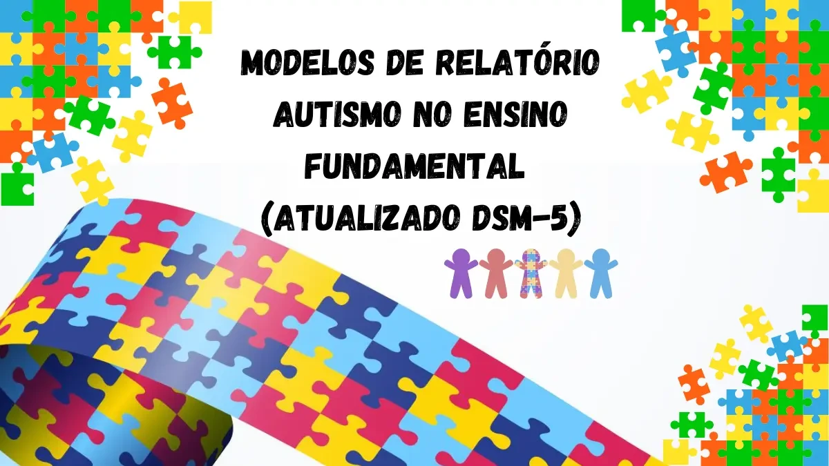 Imagem ilustrativa de uma prancheta com um documento intitulado 'Relatório Pedagógico', simbolizando os Modelos de Relatório Autismo no Ensino Fundamental (atualizado DSM-5).