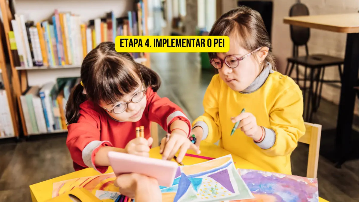 Imagem da implementação do Plano Educacional Individualizado (PEI) com uma equipe colaborativa