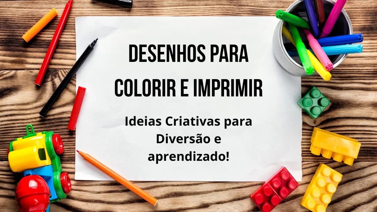 Comece sua jornada criativa com nossos desenhos para colorir e imprimir. Mão segurando lápis de cor sobre uma variedade de desenhos para colorir e imprimir, prontos para a criatividade.