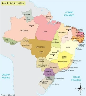 Visualização do mapa político do Brasil selecionado para impressão