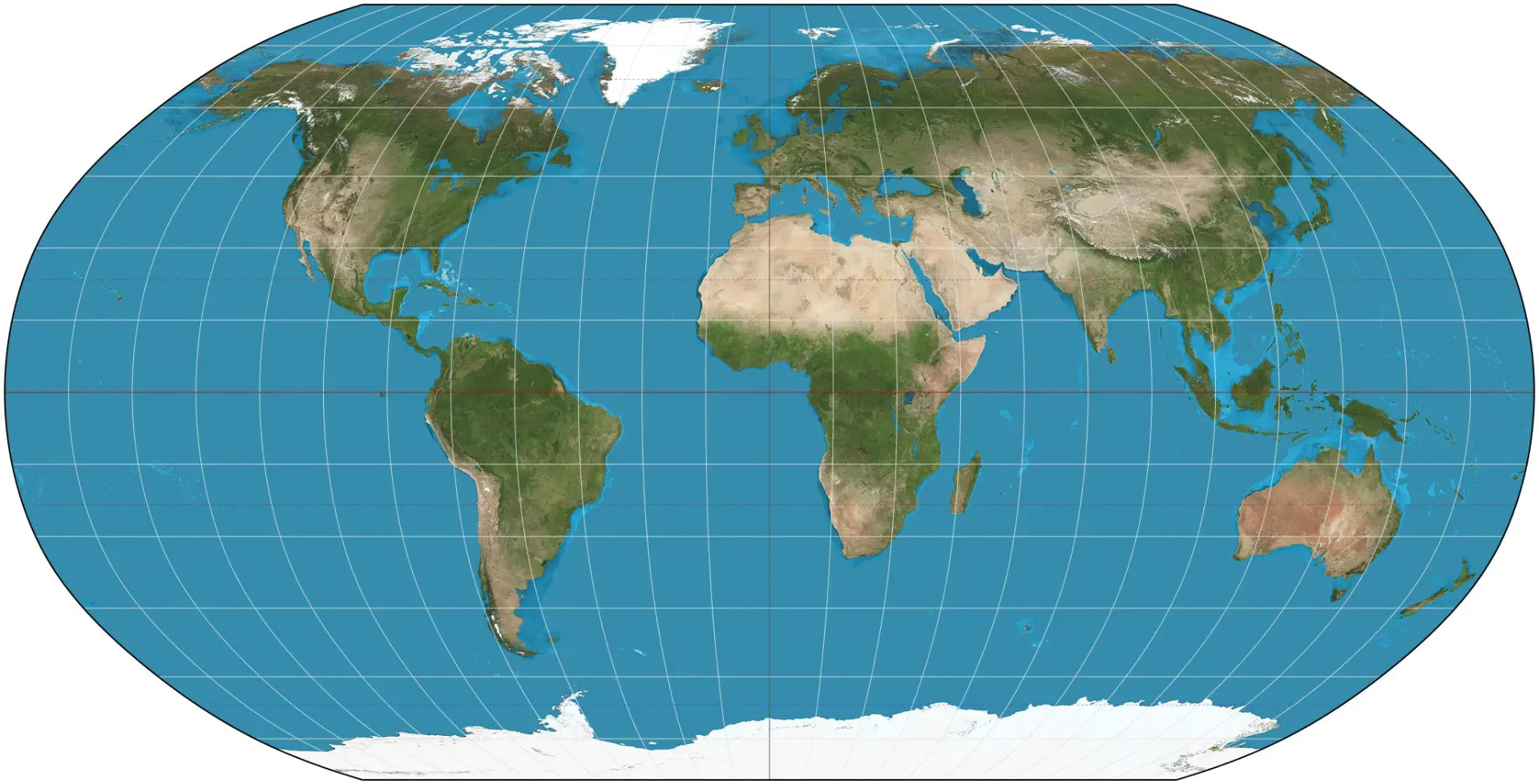 mapa mundi projeção de Robinson