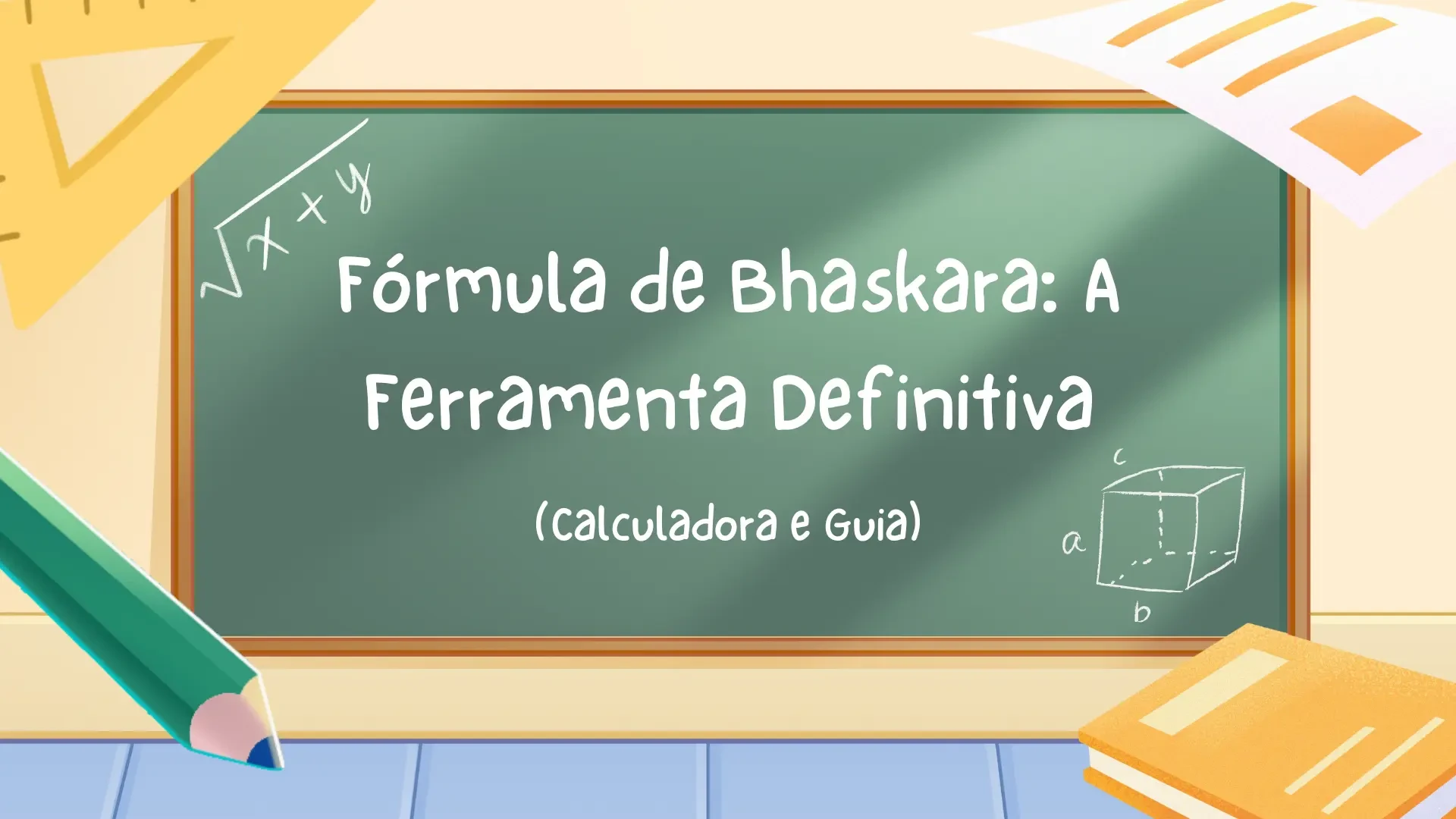 Guia Visual da Fórmula de Bhaskara Ilustração da Fórmula de Bhaskara com seus elementos, demonstrando como calcular as raízes de uma equação de segundo grau.
