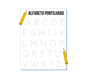 Imagem de um alfabeto pontilhado para traçado.