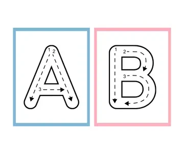 Imagem de letras do alfabeto com setas indicando a direção do traçado.