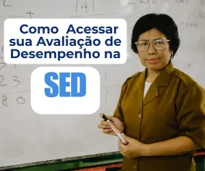 Tela da plataforma SED mostrando o painel da avaliação de desempenho de professores com o 'Meu Farol'.