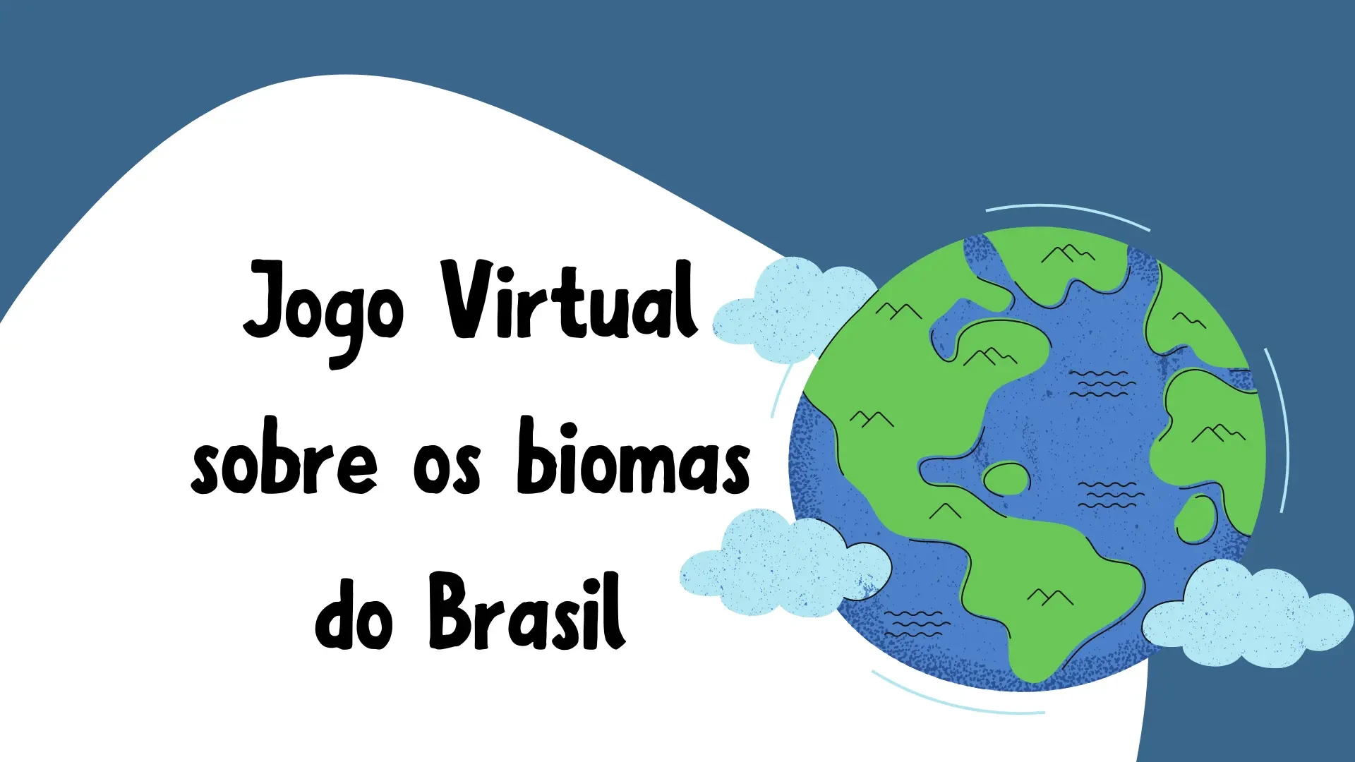 Capa interativa para o Jogo Virtual sobre os Biomas do Brasil, mostrando um mapa e animais.