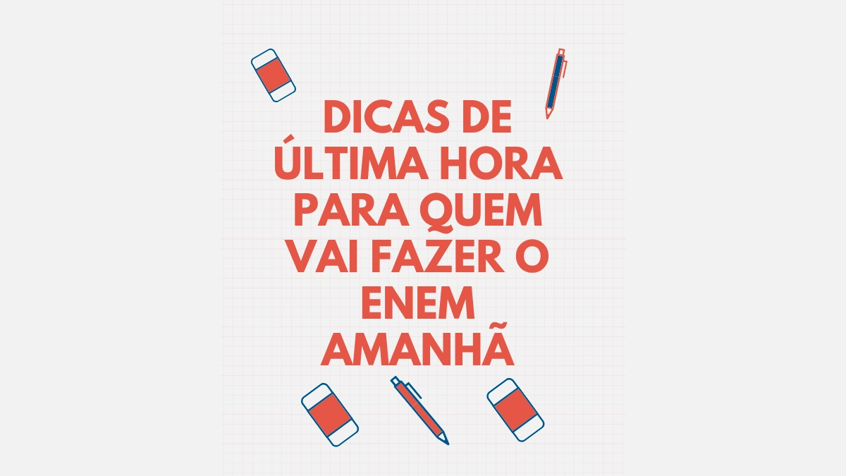 Ilustração de uma estudante organizando material escolar, seguindo as dicas de última hora para quem vai fazer o ENEM amanhã.