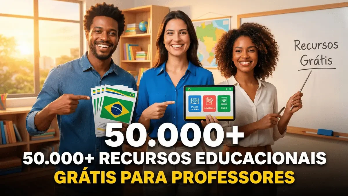 Professores felizes utilizando tablet com mais de 50.000 recursos educacionais grátis da Pro Atitude