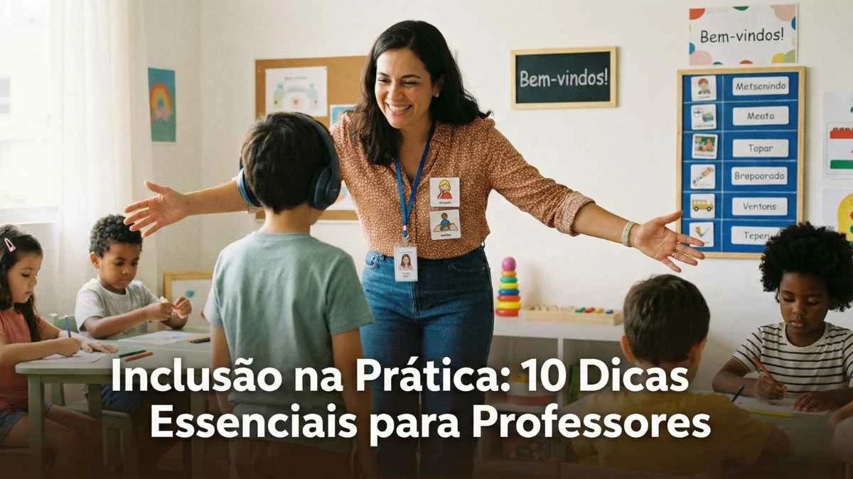Professor conversando com aluno autista em sala de aula