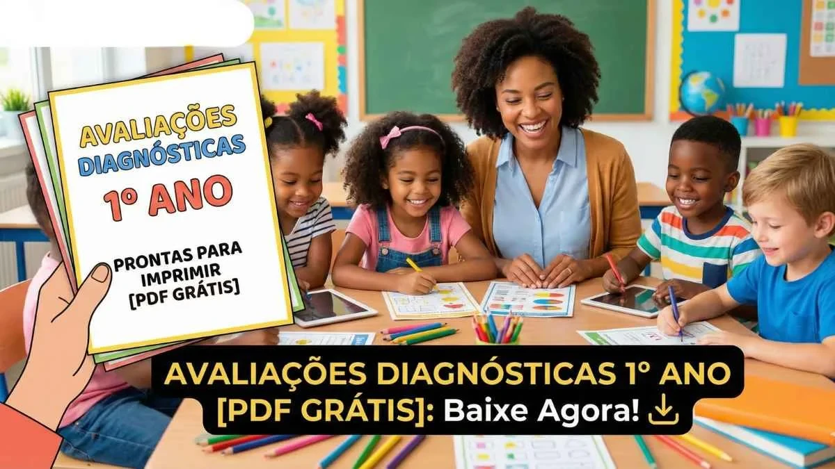 Avaliações Diagnosticas para o 1º ano prontas para imprimir [pdf grátis] cobrindo alfabetização e matemática