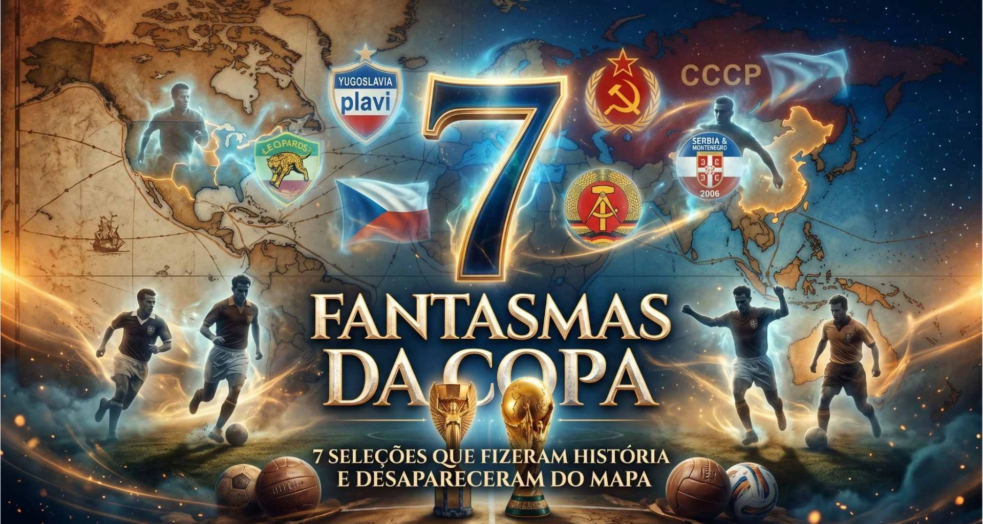 Ilustração das seleções históricas de futebol que deixaram de existir no mapa rumo à Copa do Mundo 2026
